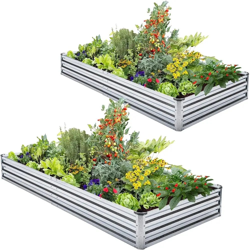 Durable Metal Raised Garden Bed Set - 2 Pack, 6ft x 3ft x 1ft, Ideal for Plants, Veggies, Herbs
Durable Metal Raised Garden Bed Set - 2 Pack, 6ft x 3ft x 1ft, Ideal for Plants, Veggies, Herbs