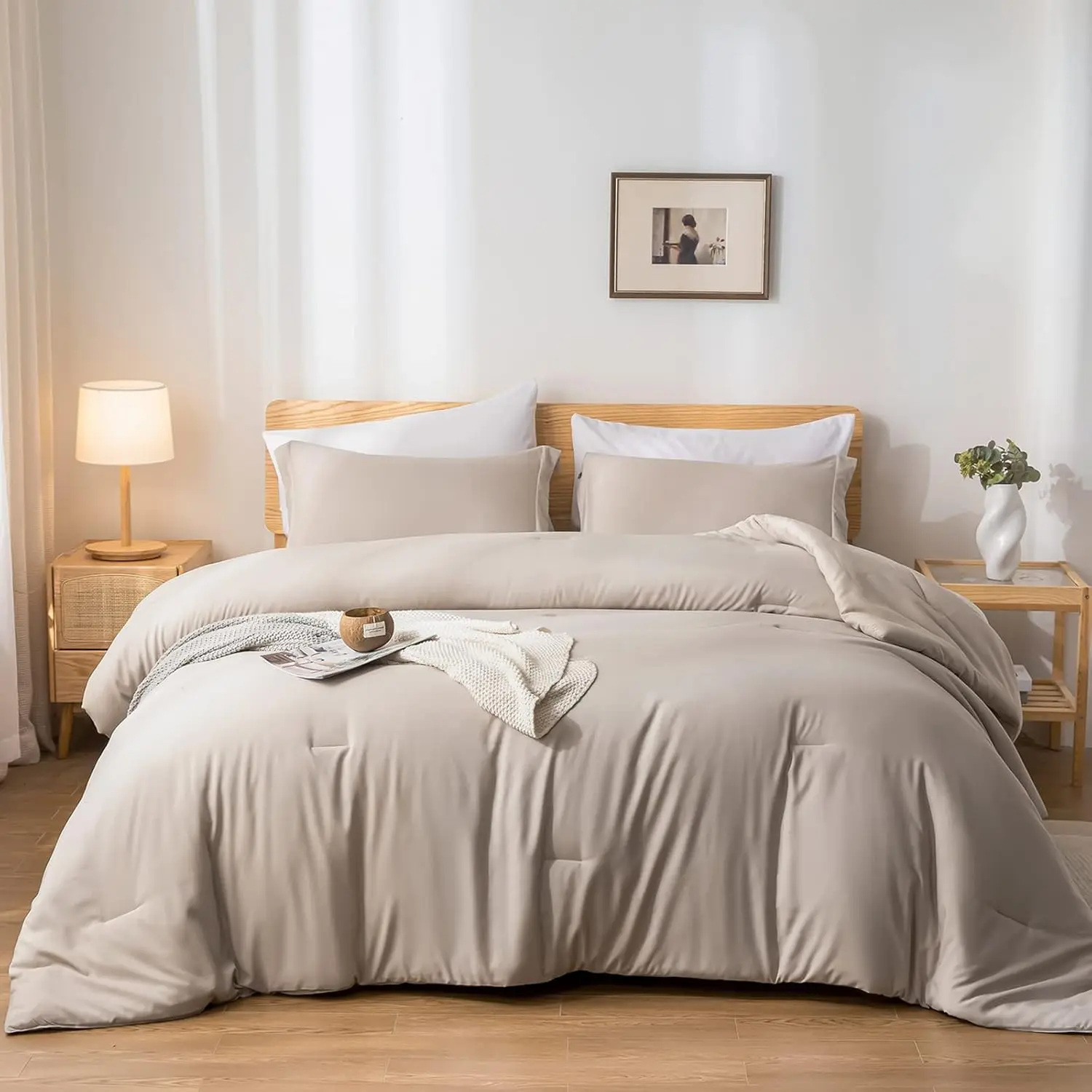 King Size Comforter Set 7 Pieces Oatmeal Bed in a Bag Soft Fluffy Bedding for All Seasons
King Size Comforter Set 7 Pieces Oatmeal Bed in a Bag Soft Fluffy Bedding for All Seasons