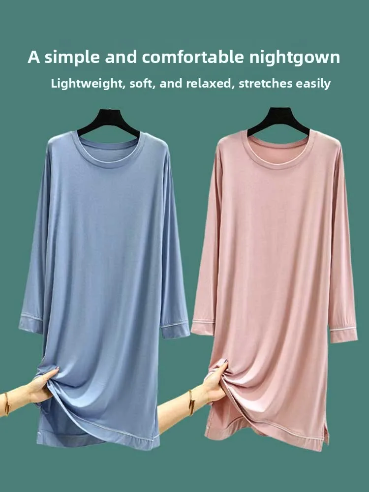 Modal Long Sleeve round Neck Home Dress Women Spring Summer Mid-Length Slimming plus Size Sleepwear Outerwear for Casual Use
Modal Long Sleeve round Neck Home Dress Women Spring Summer Mid-Length Slimming plus Size Sleepwear Outerwear for Casual Use