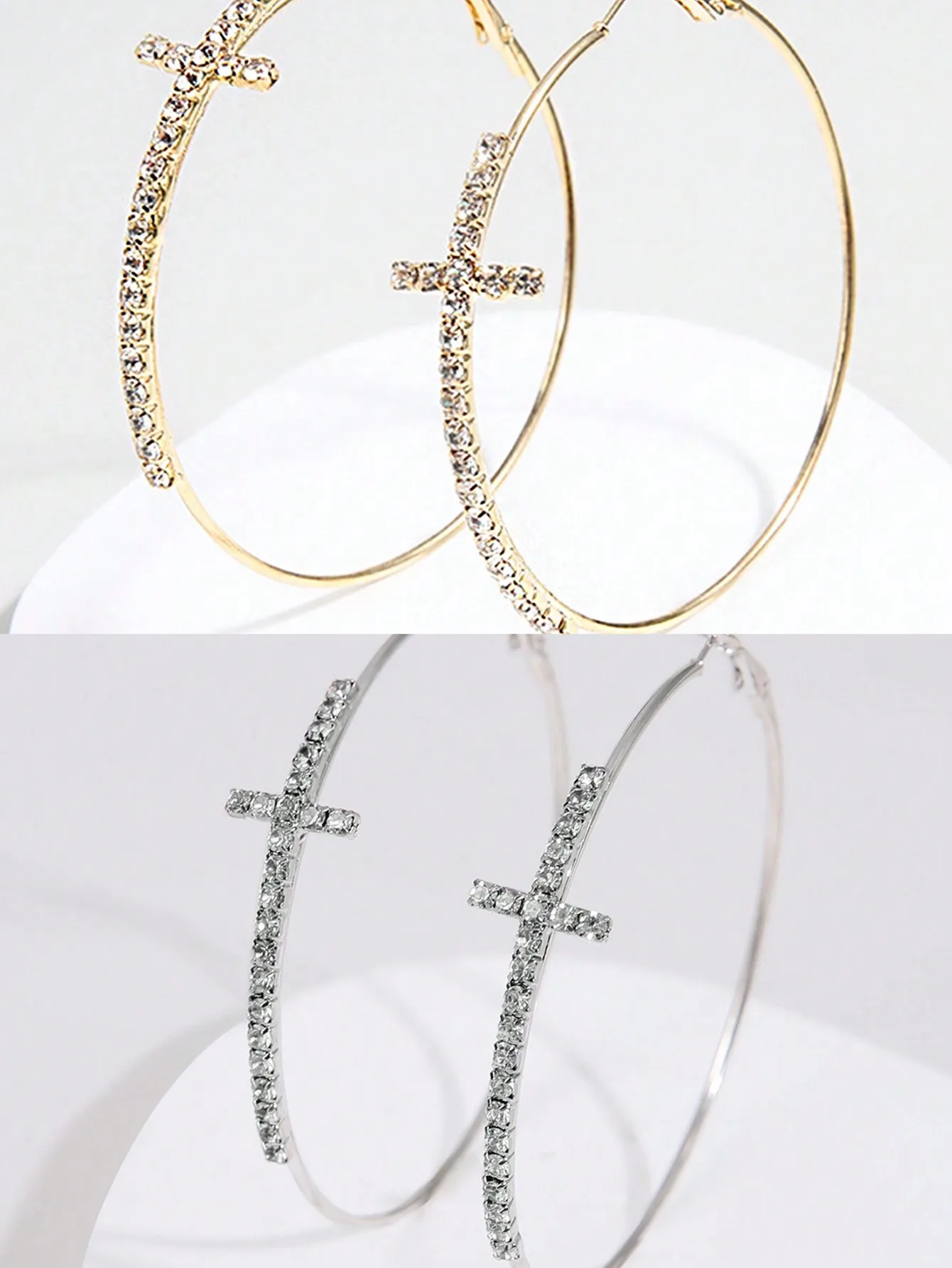 Серьги-кольца с крестиками и кристаллами для женщин, модные украшения в золотом и серебряном цвете
Серьги-кольца с крестиками и кристаллами для женщин, модные украшения в золотом и серебряном цвете