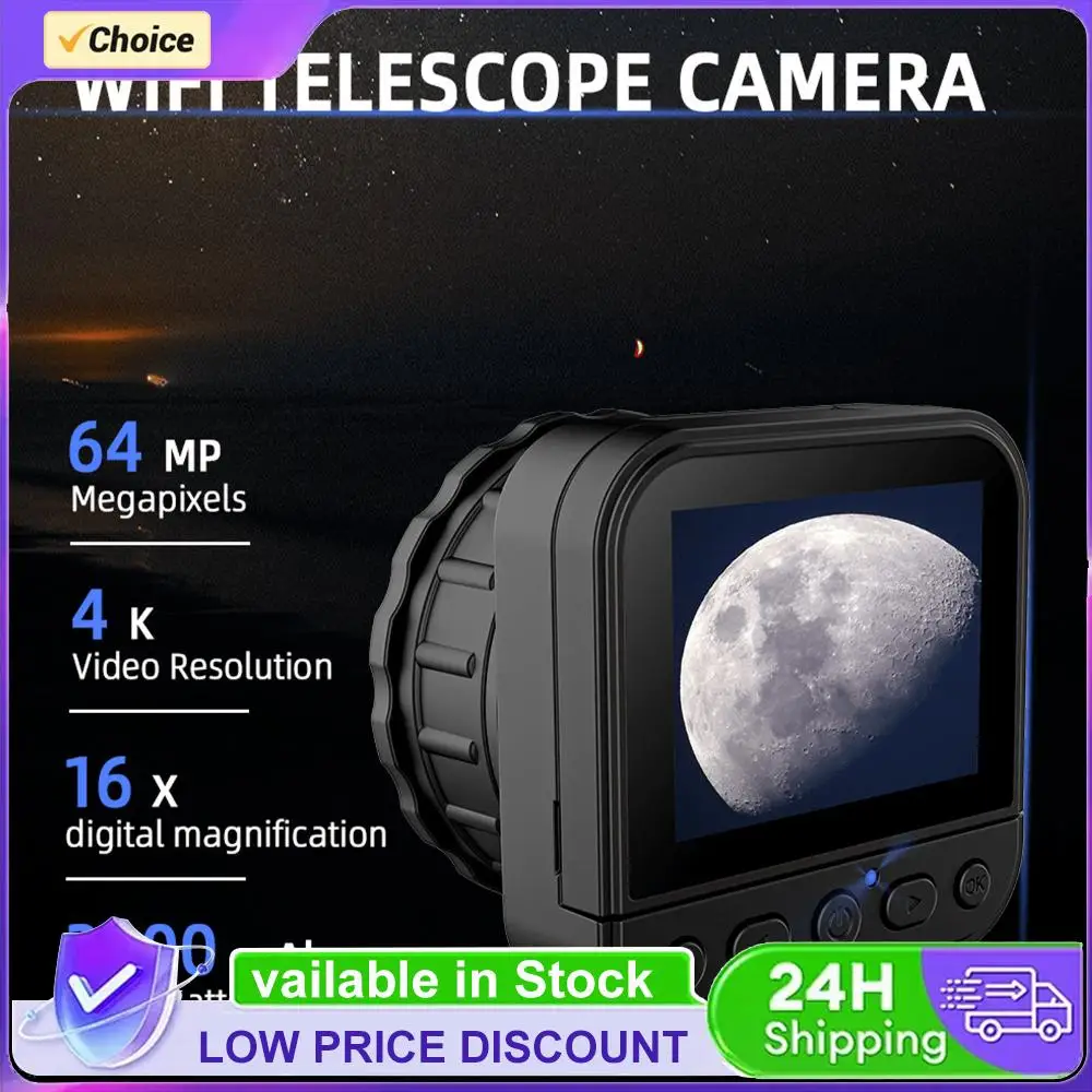 64MP 4K HD 2.4G WIFI Wireless Telescope Eyepiece with Flip Screen Portable Lightweight for Astronomical Binoculars Microscope
64MP 4K HD 2.4G WIFI Wireless Telescope Eyepiece with Flip Screen Portable Lightweight for Astronomical Binoculars Microscope