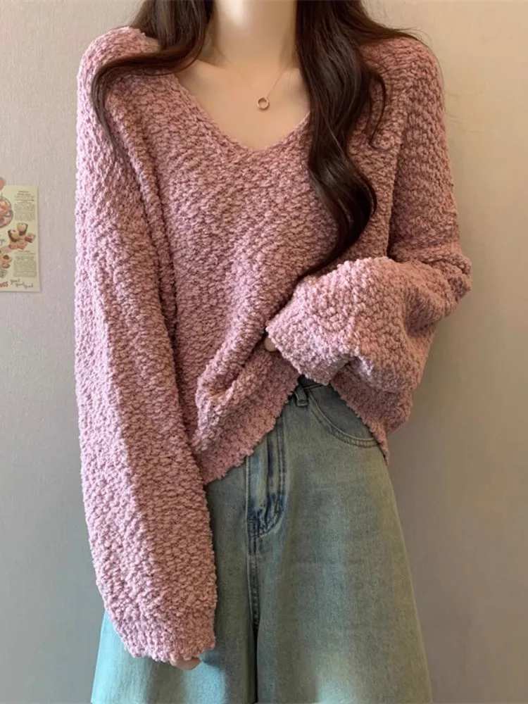 Pink V-Ne Knit Sweater Women's Autumn Winter Loose Fit Slimming Base Layer Top Faionable Casual Sle Long Sve Thermal
Pink V-Ne Knit Sweater Women's Autumn Winter Loose Fit Slimming Base Layer Top Faionable Casual Sle Long Sve Thermal