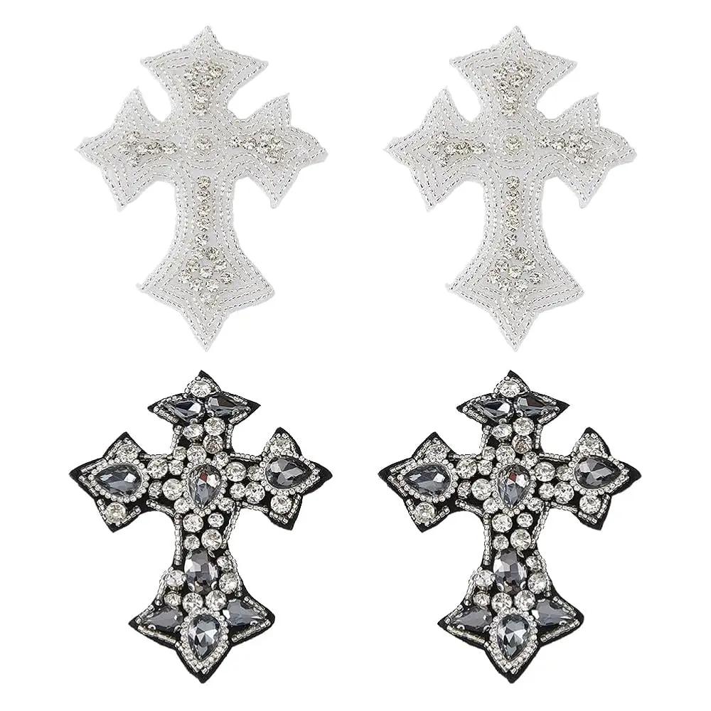 4Pcs 2 Styles Cross Beaded Applique Fashion Cross Rhinestone Beaded Patches for Clothes Embroidery Iron on Sew on Clothing P
4Pcs 2 Styles Cross Beaded Applique Fashion Cross Rhinestone Beaded Patches for Clothes Embroidery Iron on Sew on Clothing P