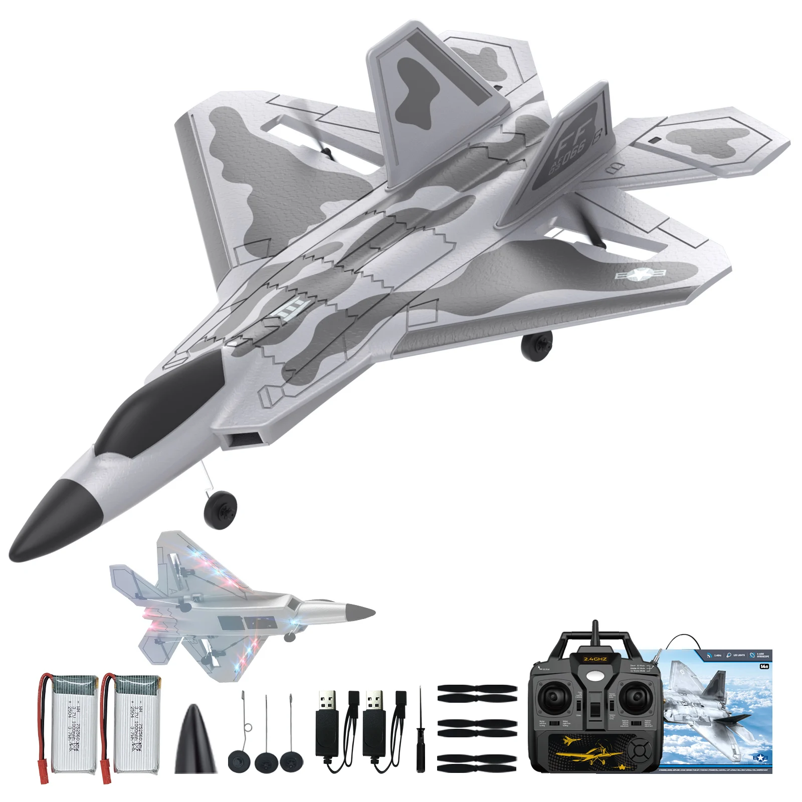 F22 RC Airplane - 4 Channel Fighter Remote Contro Airplane for Adults Beginners with Lights, RTF RC Aircraft with 2 Batteries
F22 RC Airplane - 4 Channel Fighter Remote Contro Airplane for Adults Beginners with Lights, RTF RC Aircraft with 2 Batteries