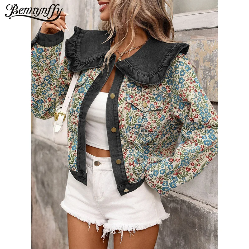 Benuynffy Vintage Short Floral jacquard Denim Jacket Women 2026 Spring Long Sleeve Loose Button Down Jean Coat Female Outerwear
Benuynffy Vintage Short Floral jacquard Denim Jacket Women 2026 Spring Long Sleeve Loose Button Down Jean Coat Female Outerwear