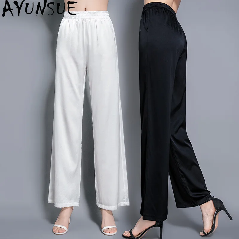 AYUNSUE Natural Silk Women's Pants and Trousers Elastic Waist Wide Leg Pants for Woman Stylish Solid Pants Summer Clothes Woman
AYUNSUE Natural Silk Women's Pants and Trousers Elastic Waist Wide Leg Pants for Woman Stylish Solid Pants Summer Clothes Woman