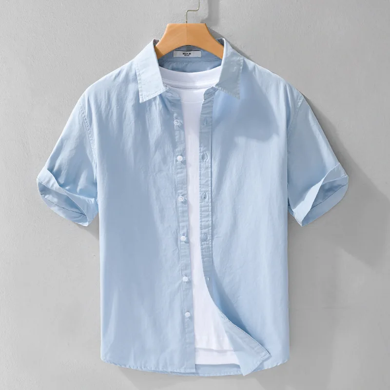 Summer Men's Simple Versatile Short sleeve Shirt 100% Cotton Comfortable Breathable Fresh Business Leisure tops for men handsome
Summer Men's Simple Versatile Short sleeve Shirt 100% Cotton Comfortable Breathable Fresh Business Leisure tops for men handsome