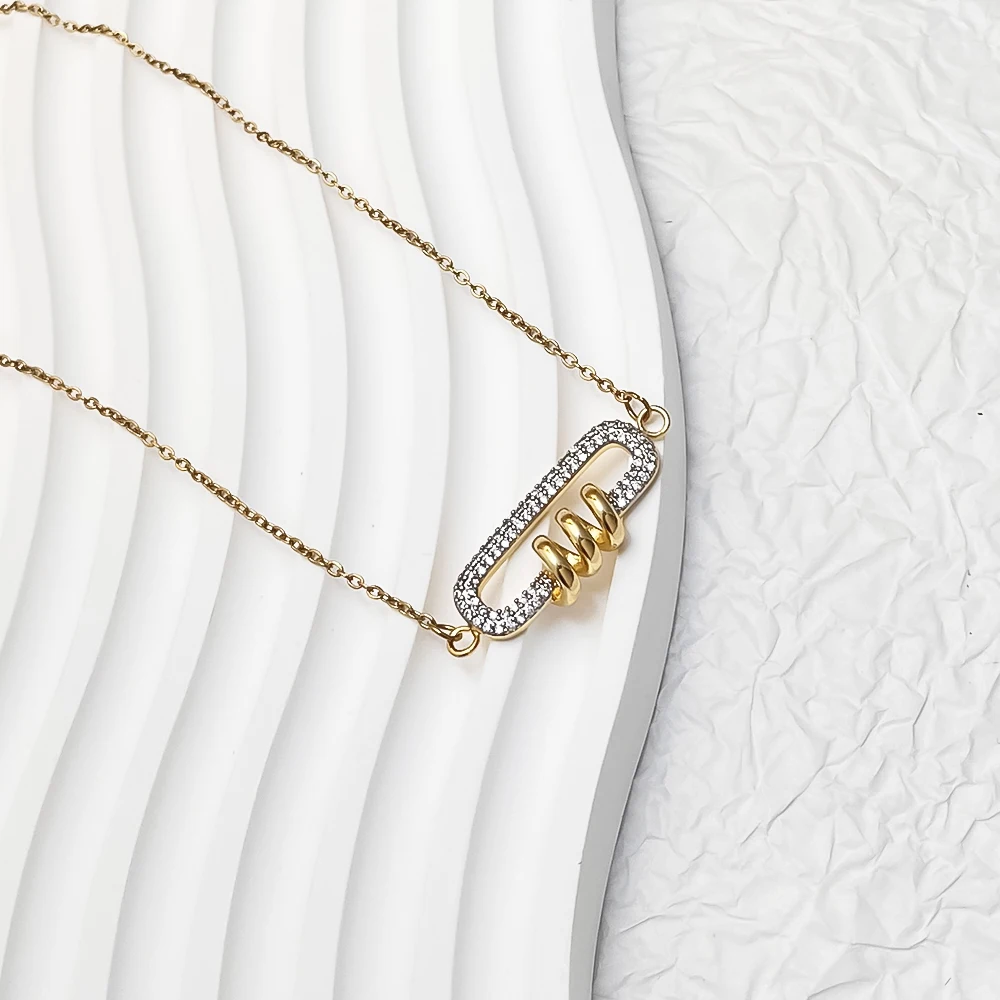 Wholesale Customized OEM Stainless Steel Screw Thread Zircon InsertPendant Dangle Necklace Chain 18K Gold Plated Fashion Jewelry
Wholesale Customized OEM Stainless Steel Screw Thread Zircon InsertPendant Dangle Necklace Chain 18K Gold Plated Fashion Jewelry