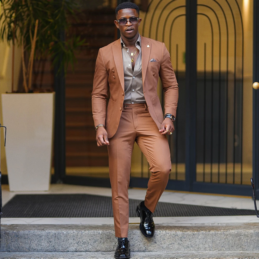 Tan Men's Suits 2Pcs Single Breasted Peaked Lapel Wedding Guest Suit Tuxdeo Business Slim Fit Blazer Jacket +Pants Customized
Tan Men's Suits 2Pcs Single Breasted Peaked Lapel Wedding Guest Suit Tuxdeo Business Slim Fit Blazer Jacket +Pants Customized