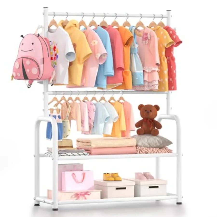 Clothing Rack with 2-Layer Storage Shelf and 2 Adjustable Hanging Rods, Dr Up Rack for Hanging Clothes, Dr up Storage for Baby
Clothing Rack with 2-Layer Storage Shelf and 2 Adjustable Hanging Rods, Dr Up Rack for Hanging Clothes, Dr up Storage for Baby