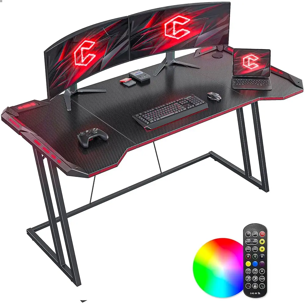 Gaming Desk With Led Lights, 55"" Z Shaped Gamer Desk, Home Game Computer Desk With Carbon Fiber Surface, Ergonomic Office Pc
Gaming Desk With Led Lights, 55"" Z Shaped Gamer Desk, Home Game Computer Desk With Carbon Fiber Surface, Ergonomic Office Pc
