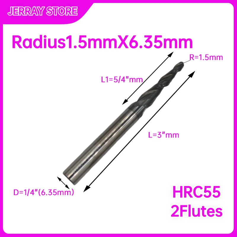 R1.5mmXD6.35 (1/4 дюйма) HRC55 2-флейтовые твердосплавные вольфрамовые конические сферические концевые фрезы для обработки дерева 2D 3D-резьбовые биты с ЧПУ
R1.5mmXD6.35 (1/4 дюйма) HRC55 2-флейтовые твердосплавные вольфрамовые конические сферические концевые фрезы для обработки дерева 2D 3D-резьбовые биты с ЧПУ