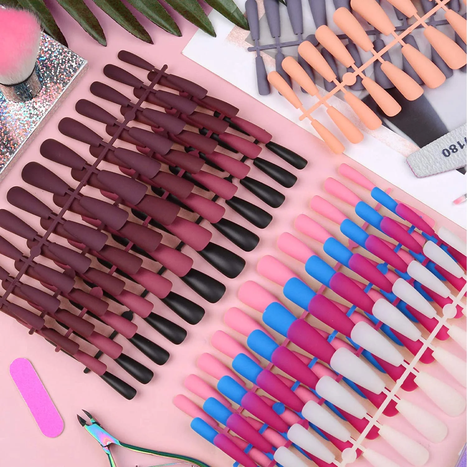 240 solid color coffin frosted fake nails Extra long press nails Full cover fake nail rod nail file 24 nail glue Label Acrylic B
240 solid color coffin frosted fake nails Extra long press nails Full cover fake nail rod nail file 24 nail glue Label Acrylic B