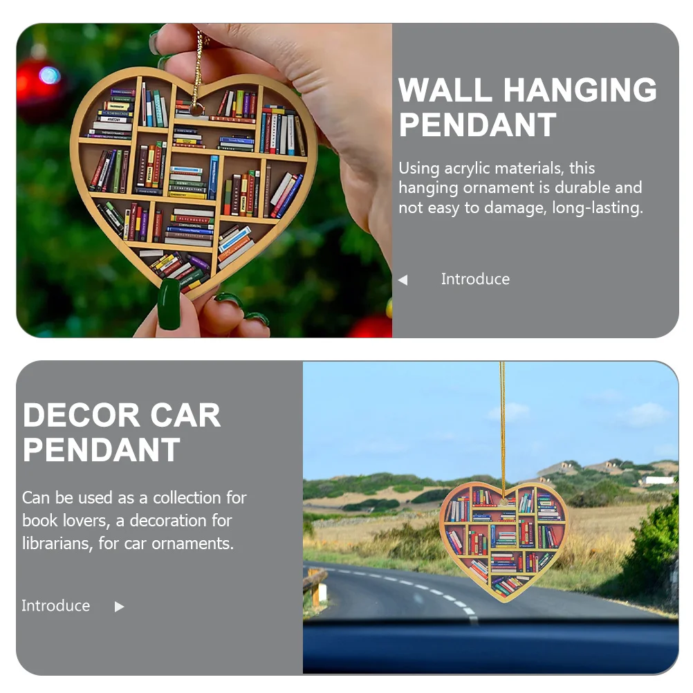 Exquisite Heart Shaped Acrylic Car Pendant Book Shelf Design Rear View Mirror Hanging Charm Decor Home Wall Craft
Exquisite Heart Shaped Acrylic Car Pendant Book Shelf Design Rear View Mirror Hanging Charm Decor Home Wall Craft