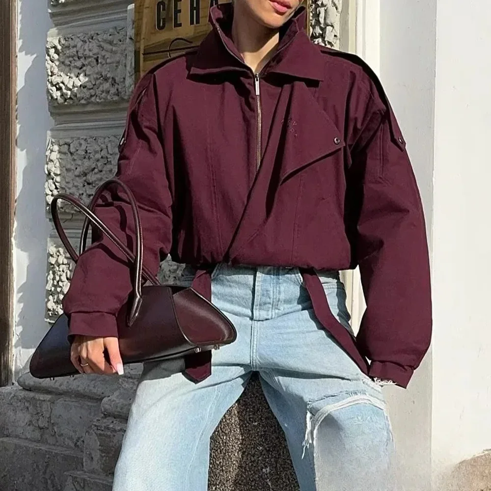 KONDALA Women High Street Wine Red Short Jacket Turtleneck Zipper Coat 2025 Autumn Fashion Casual Holoiday Commuter Jacket Coat
KONDALA Women High Street Wine Red Short Jacket Turtleneck Zipper Coat 2025 Autumn Fashion Casual Holoiday Commuter Jacket Coat