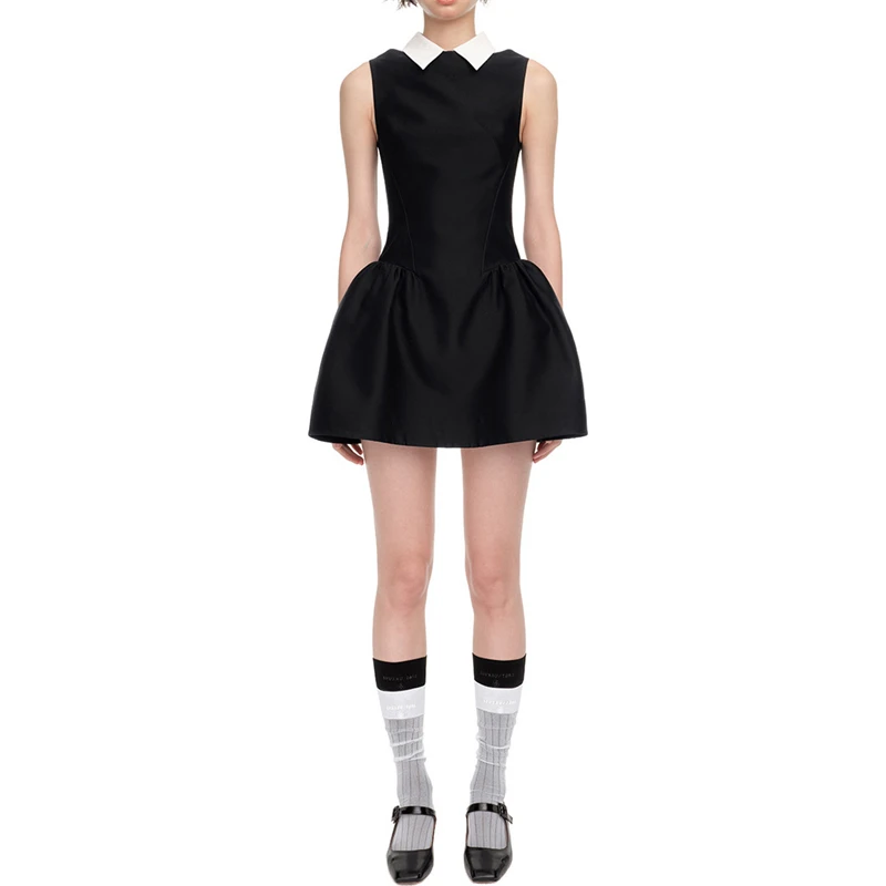 Spring/summer new high quality color contrast patchwork shirt collar sleeveless pommel skirt women's y2k fashion commuter dress
Spring/summer new high quality color contrast patchwork shirt collar sleeveless pommel skirt women's y2k fashion commuter dress