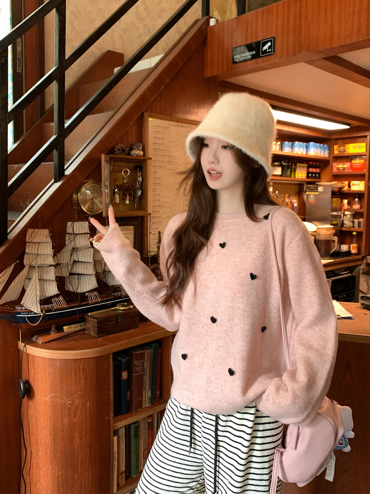 Sweet Pink Knitted Sweater round Ne Heart Pattern Women's Loose Fit Autumn Winter Arctic Fce Inner Wear Korean Sle
Sweet Pink Knitted Sweater round Ne Heart Pattern Women's Loose Fit Autumn Winter Arctic Fce Inner Wear Korean Sle