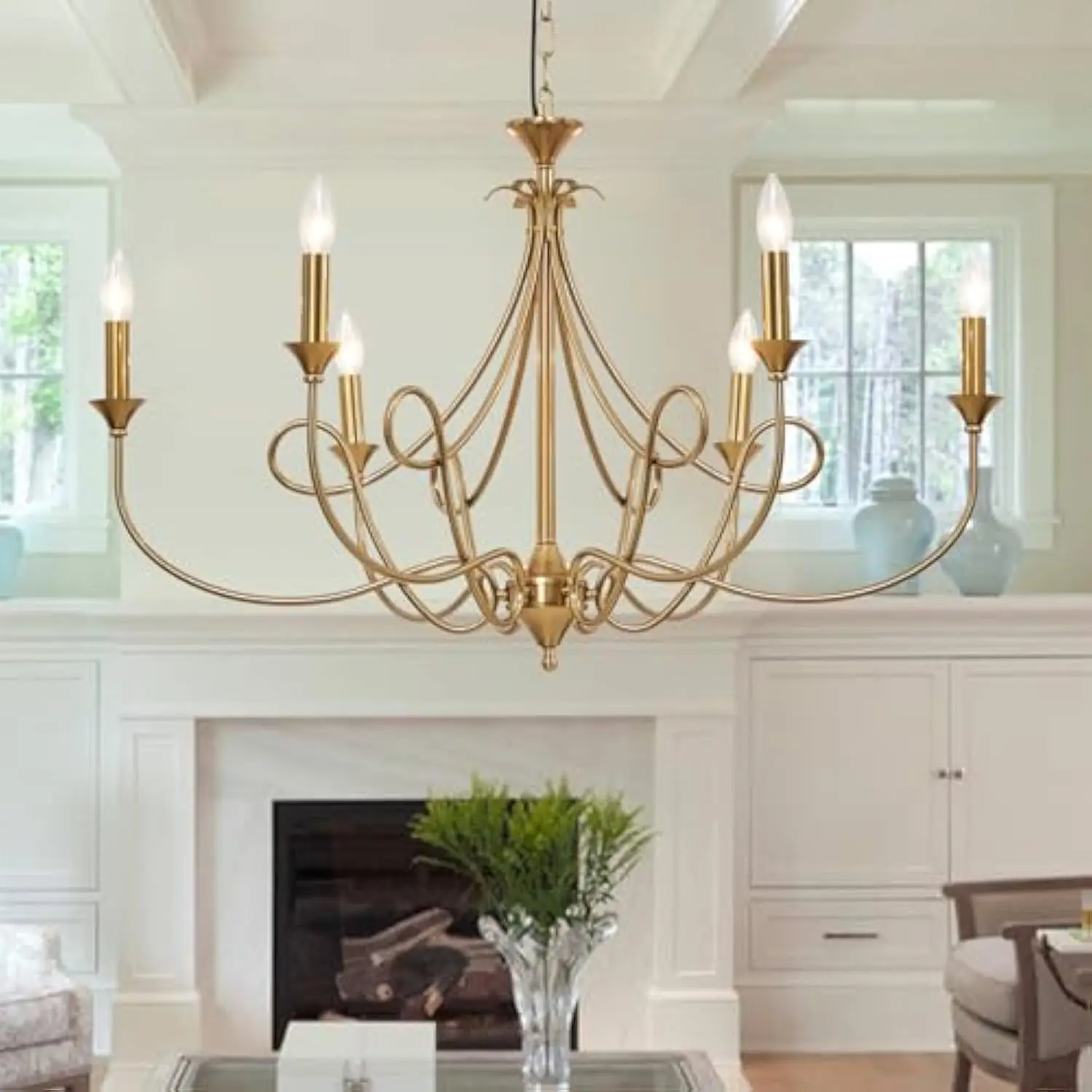 6-Light Modern Chandelier 36.6 Brass Candle Chandeliers Metal Gold Pendant Light Fixture for Dining Room Living Room Kitchen Is
6-Light Modern Chandelier 36.6 Brass Candle Chandeliers Metal Gold Pendant Light Fixture for Dining Room Living Room Kitchen Is