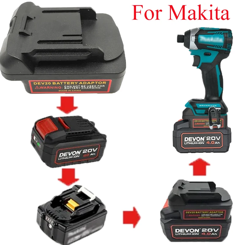 Battery Converter Adapter for Makita 18V BL Series Lithium-ion Battery Power Tools Compatible with DEVON 20 Li-Ion Batteries
Battery Converter Adapter for Makita 18V BL Series Lithium-ion Battery Power Tools Compatible with DEVON 20 Li-Ion Batteries