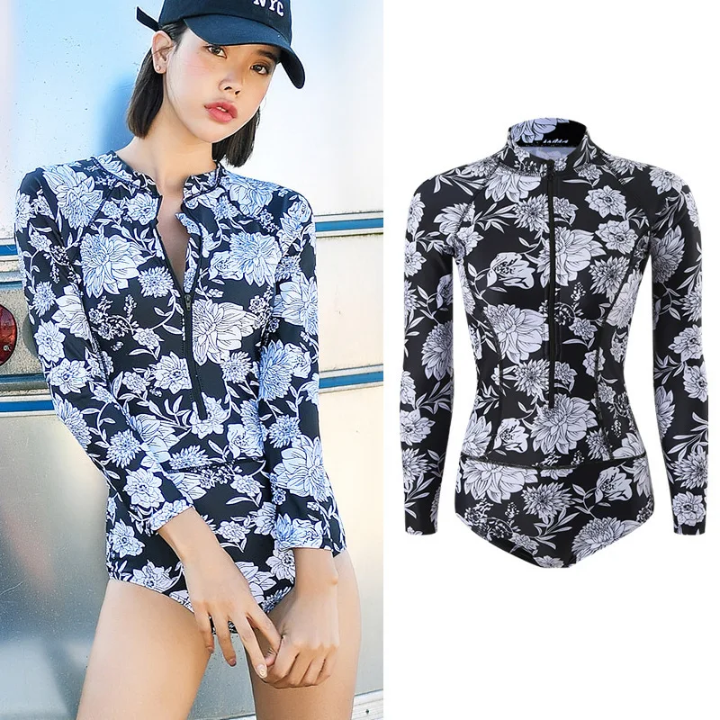 Womens Long Sleeve Rash Guard UV Sun Protection Printed Zipper Surfing One Piece Swimsuit Bathing Suit High Neck Surfing Suit
Womens Long Sleeve Rash Guard UV Sun Protection Printed Zipper Surfing One Piece Swimsuit Bathing Suit High Neck Surfing Suit