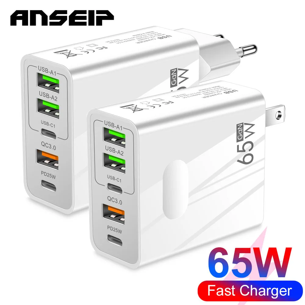 ANSEIP 65W USB C Charger QC3.0 Fast Charging 5 Ports Type C PD Mobile Phone Charge Adapter For iPhone iPad Xiaomi Huawei Samsung
ANSEIP 65W USB C Charger QC3.0 Fast Charging 5 Ports Type C PD Mobile Phone Charge Adapter For iPhone iPad Xiaomi Huawei Samsung