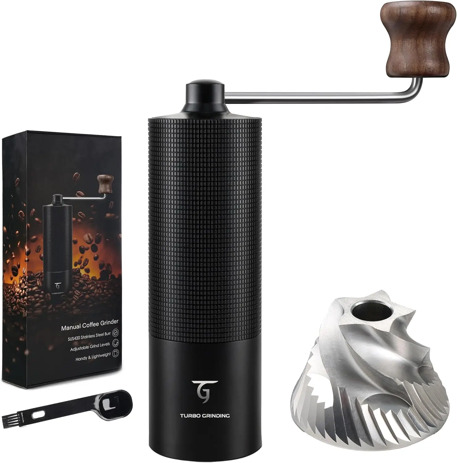 Manual Coffee Grinder with Stainless Steel Conical Burr. Aluminum Shell Hand Coffee Bean Mill with Adjustable Settings.
Manual Coffee Grinder with Stainless Steel Conical Burr. Aluminum Shell Hand Coffee Bean Mill with Adjustable Settings.