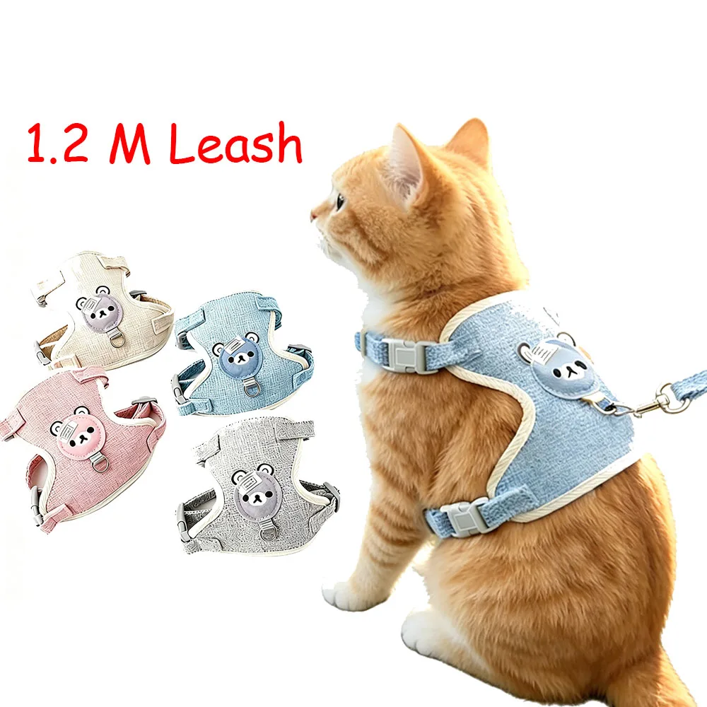 Cat Harness and Leash Set, Cute Bear Decor Adjustable Kitten Vest Harness, Pet Chest Strap, Escape Proof Walking Traction Rope
Cat Harness and Leash Set, Cute Bear Decor Adjustable Kitten Vest Harness, Pet Chest Strap, Escape Proof Walking Traction Rope
