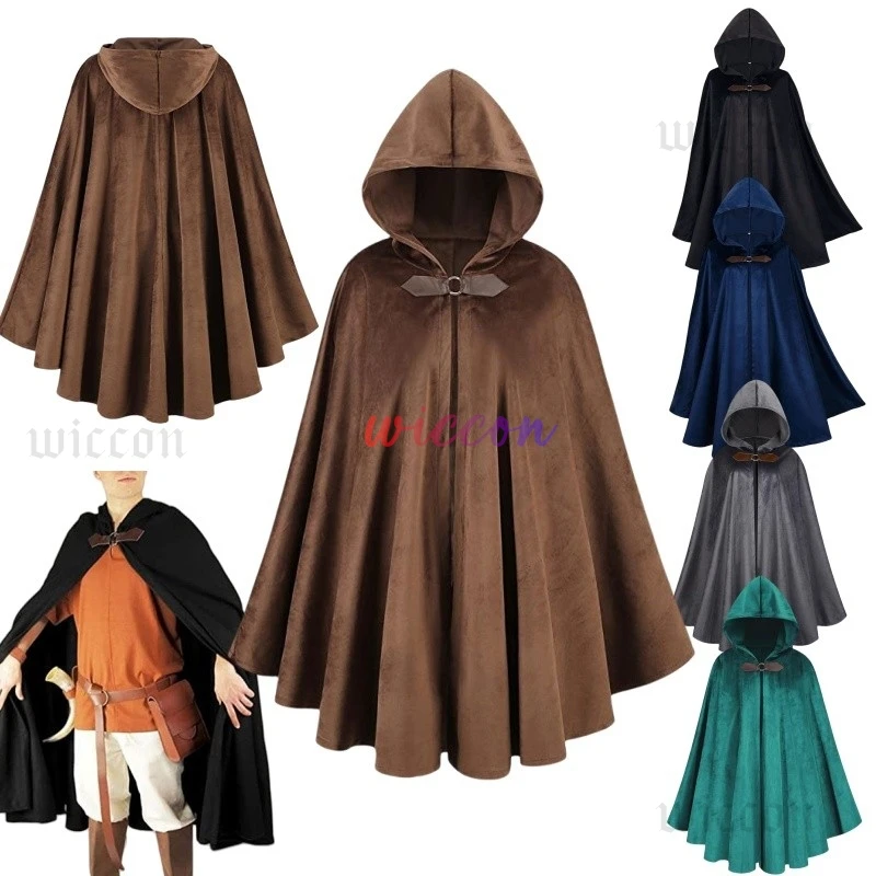 Men's Velvet Cloak with Hood Renaissance Medieval Hooded Cloak for Women Men Halloween Steampunk Pullover with Metal Loop Clasp
Men's Velvet Cloak with Hood Renaissance Medieval Hooded Cloak for Women Men Halloween Steampunk Pullover with Metal Loop Clasp