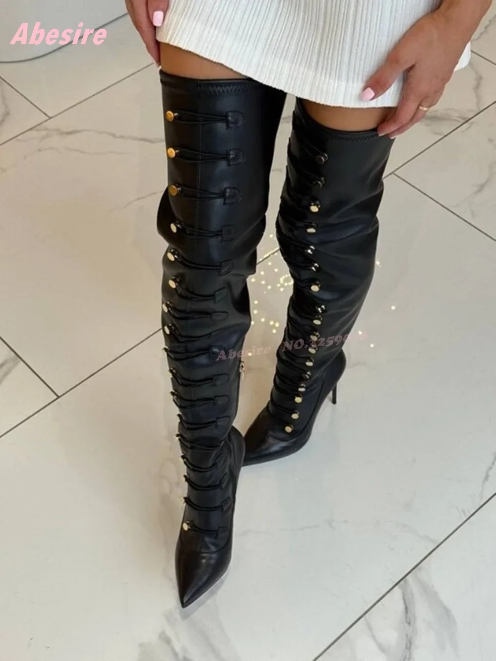 Side Zipper Pointy Toe Over The Knee Boots for Women Black Button Stiletto Heels Thigh High Boots New Winter Shoes Luxury
Side Zipper Pointy Toe Over The Knee Boots for Women Black Button Stiletto Heels Thigh High Boots New Winter Shoes Luxury
