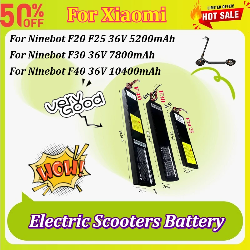 36V 5.2/7.8/10.4Ah High-Capacity Scooter Battery for Xiaomi Ninebot F20 F25 F30 F40 Waterproof Replacement with Communication
36V 5.2/7.8/10.4Ah High-Capacity Scooter Battery for Xiaomi Ninebot F20 F25 F30 F40 Waterproof Replacement with Communication