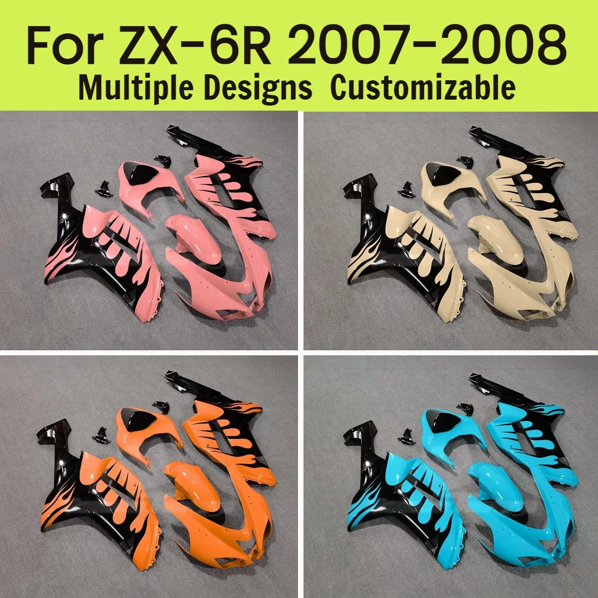 Комплект обтекателей для мотоцикла Kawasaki ZX-6R 2007-2008, изготовленный методом литья под давлением, неоригинальный
Комплект обтекателей для мотоцикла Kawasaki ZX-6R 2007-2008, изготовленный методом литья под давлением, неоригинальный