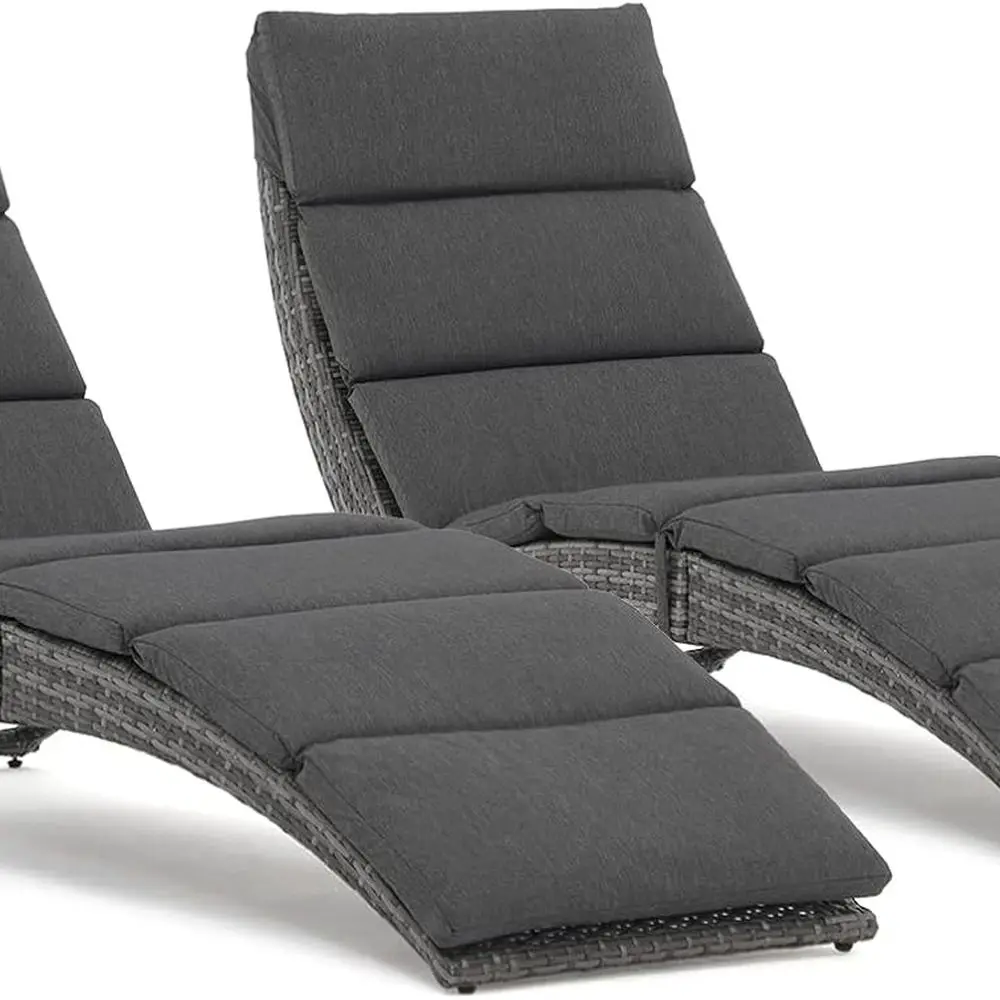 Набор шезлонгов из ротанга с мягкой подкладкой из 2 предметов со съемными серыми подушками, регулируемый для использования в бассейне, саду или на балконе
Набор шезлонгов из ротанга с мягкой подкладкой из 2 предметов со съемными серыми подушками, регулируемый для использования в бассейне, саду или на балконе