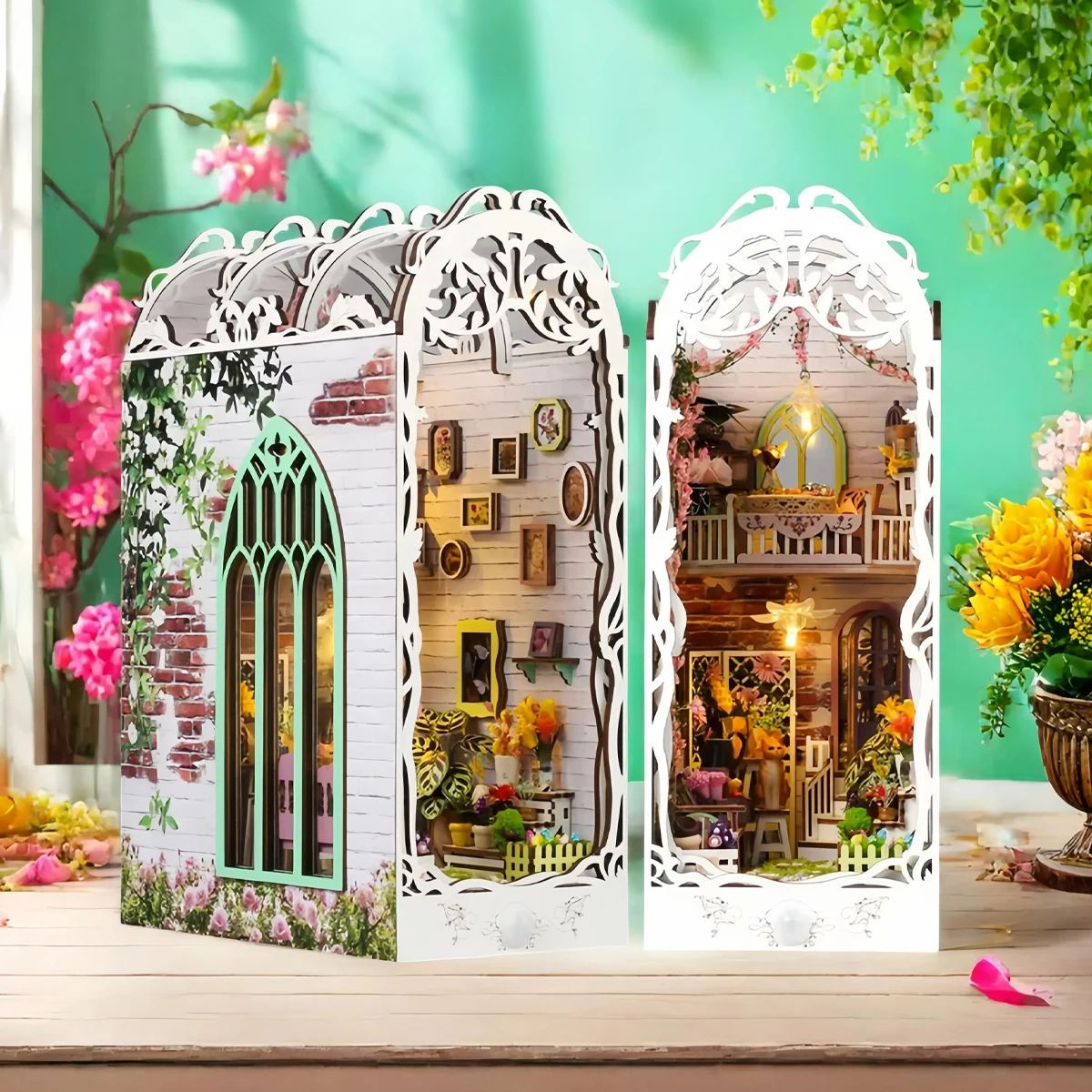 Flower room kit, DIY Miniature Dollhouse , 3D Wooden Puzzle Bookshelf Insert Decor with LED Light for Teens and Adults
Flower room kit, DIY Miniature Dollhouse , 3D Wooden Puzzle Bookshelf Insert Decor with LED Light for Teens and Adults