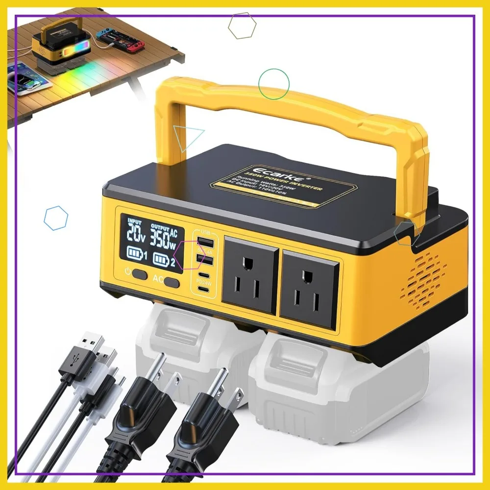 350W Portable Power Inverter with 2 AC Outlets, 2 USB & 2 Type-C Chargers, DC to AC Converter for Outdoor Use
350W Portable Power Inverter with 2 AC Outlets, 2 USB & 2 Type-C Chargers, DC to AC Converter for Outdoor Use