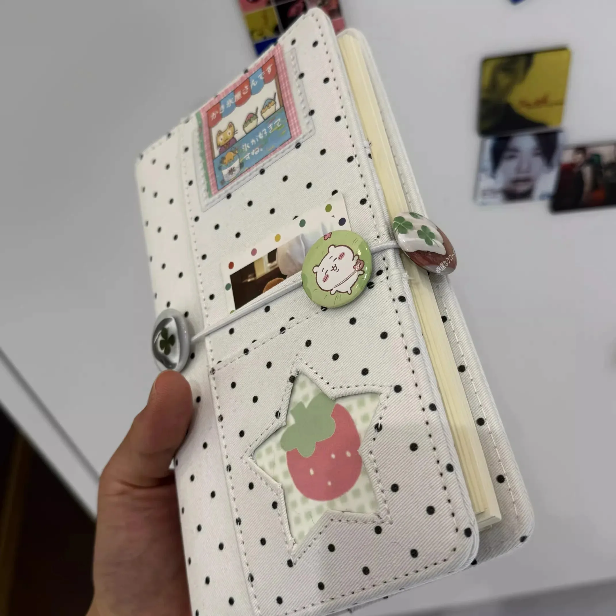New trendy polka dot denim A6 loose leaf notebook, high-value portable notebook, 45 grid pages, DIY
New trendy polka dot denim A6 loose leaf notebook, high-value portable notebook, 45 grid pages, DIY
