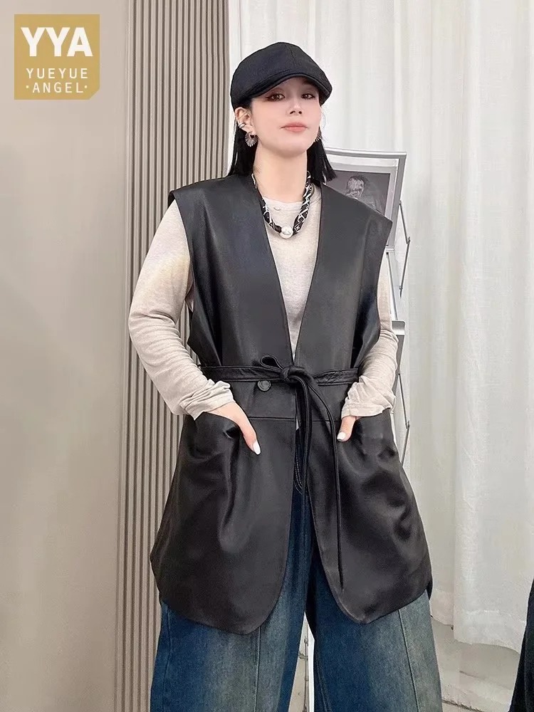 Autumn New Women Genuine Leather Vest Fashion V-Neck Medium Long Sleevelesss Jacket Office Ladies Casual Sheepskin Waistcoat
Autumn New Women Genuine Leather Vest Fashion V-Neck Medium Long Sleevelesss Jacket Office Ladies Casual Sheepskin Waistcoat
