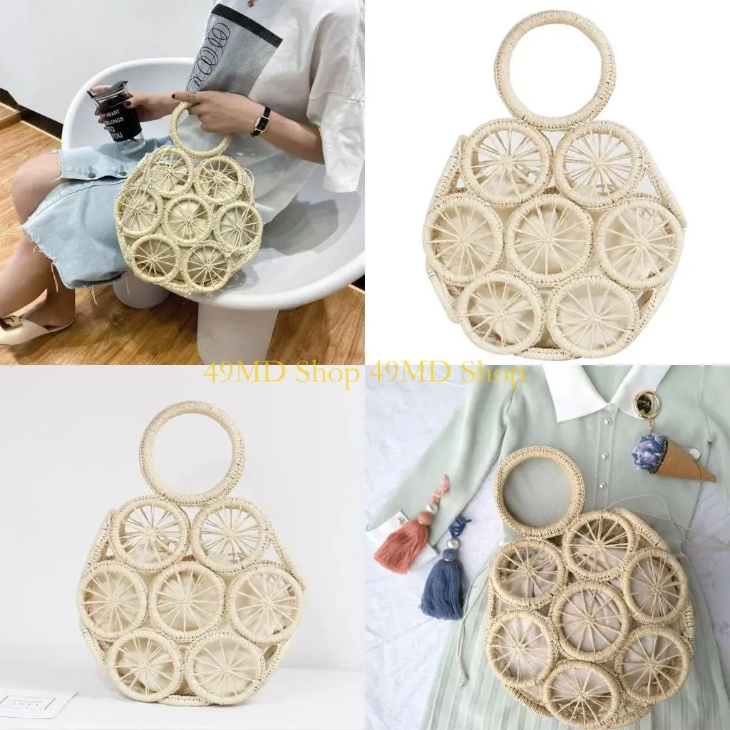 49MD Summer Rattan Bag Top-handle Hollow Handbag Round Rattan Tote Clutch Beach Bags
49MD Summer Rattan Bag Top-handle Hollow Handbag Round Rattan Tote Clutch Beach Bags