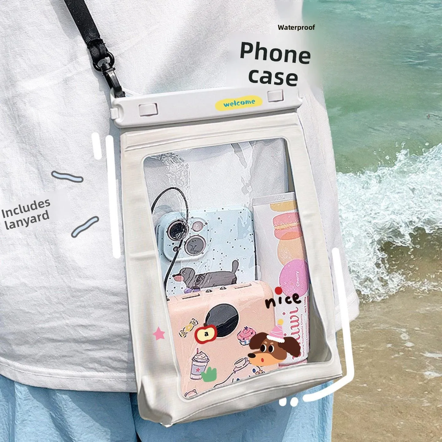 Large Capacity Waterproof Phone Bag for Water Fighting Touch Screen Beach Vacation Holiday Thermal Spa Activities Outdoor Sports
Large Capacity Waterproof Phone Bag for Water Fighting Touch Screen Beach Vacation Holiday Thermal Spa Activities Outdoor Sports