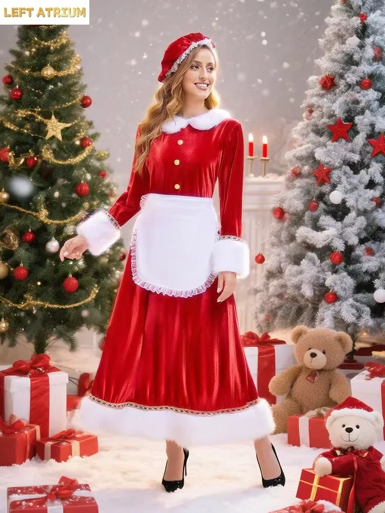Santa Claus Cosplay Hat Apron Set Performance Costume 2025 New Christmas Adult Plush Edge Dress Women's Holiday Party Costume
Santa Claus Cosplay Hat Apron Set Performance Costume 2025 New Christmas Adult Plush Edge Dress Women's Holiday Party Costume