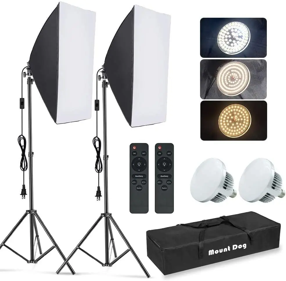 2x19.7"x27.5" Softbox Lighting Kit with 85W LED Bulbs & Remote for Portrait Product Fashion Photography
2x19.7"x27.5" Softbox Lighting Kit with 85W LED Bulbs & Remote for Portrait Product Fashion Photography