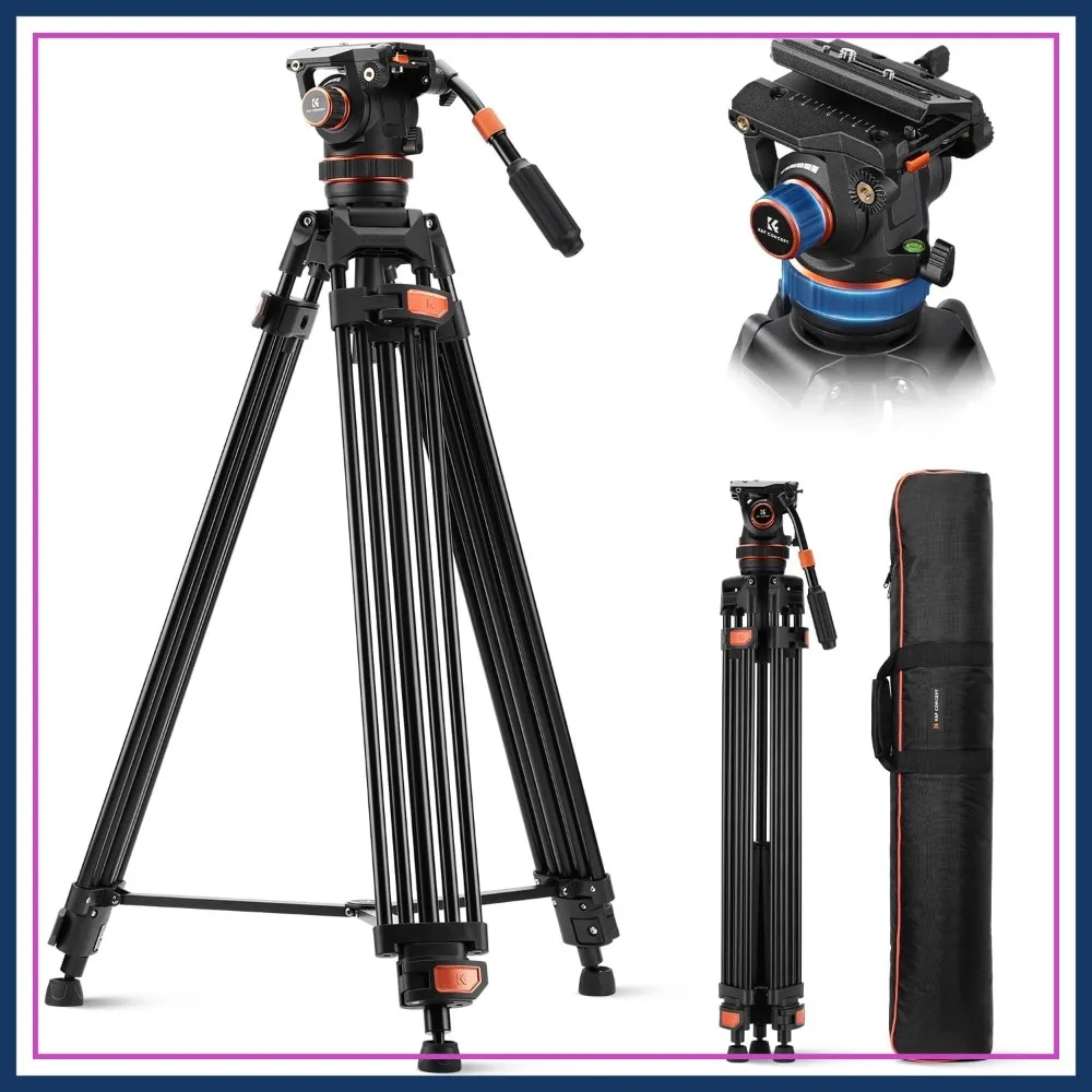 75" Video Tripod, Heavy Duty Camera Tripod Stand with Fluid Head Damping Adjustable, Load up to 22lb, QR Plate for DSLR Camcorder
75" Video Tripod, Heavy Duty Camera Tripod Stand with Fluid Head Damping Adjustable, Load up to 22lb, QR Plate for DSLR Camcorder