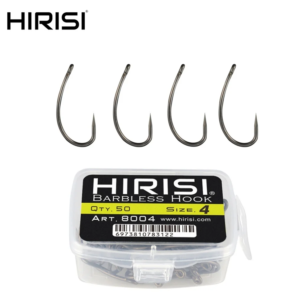 Hirisi 50pcs Barbless Fishing Hooks High Carbon Steel Coated 8004
Hirisi 50pcs Barbless Fishing Hooks High Carbon Steel Coated 8004