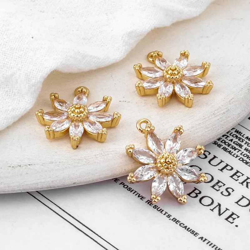 14K Gold Plated 8-Petal Daisy Pendant Inlaid Marquise Zircon 14mm DIY Necklace Bracelet Jewelry Charms Findings
14K Gold Plated 8-Petal Daisy Pendant Inlaid Marquise Zircon 14mm DIY Necklace Bracelet Jewelry Charms Findings