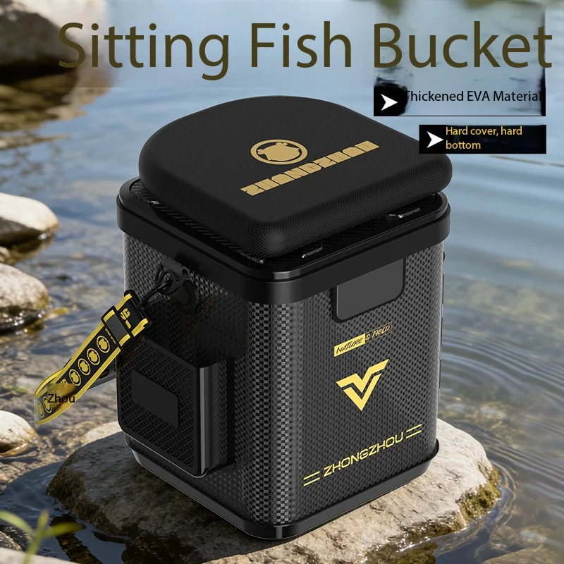 Multi Functional Fishing Bucket Adjustable Rod Live Fish Box For Rock Fishing, Thickened Backpack Carrying Fishing Gear Toolbox