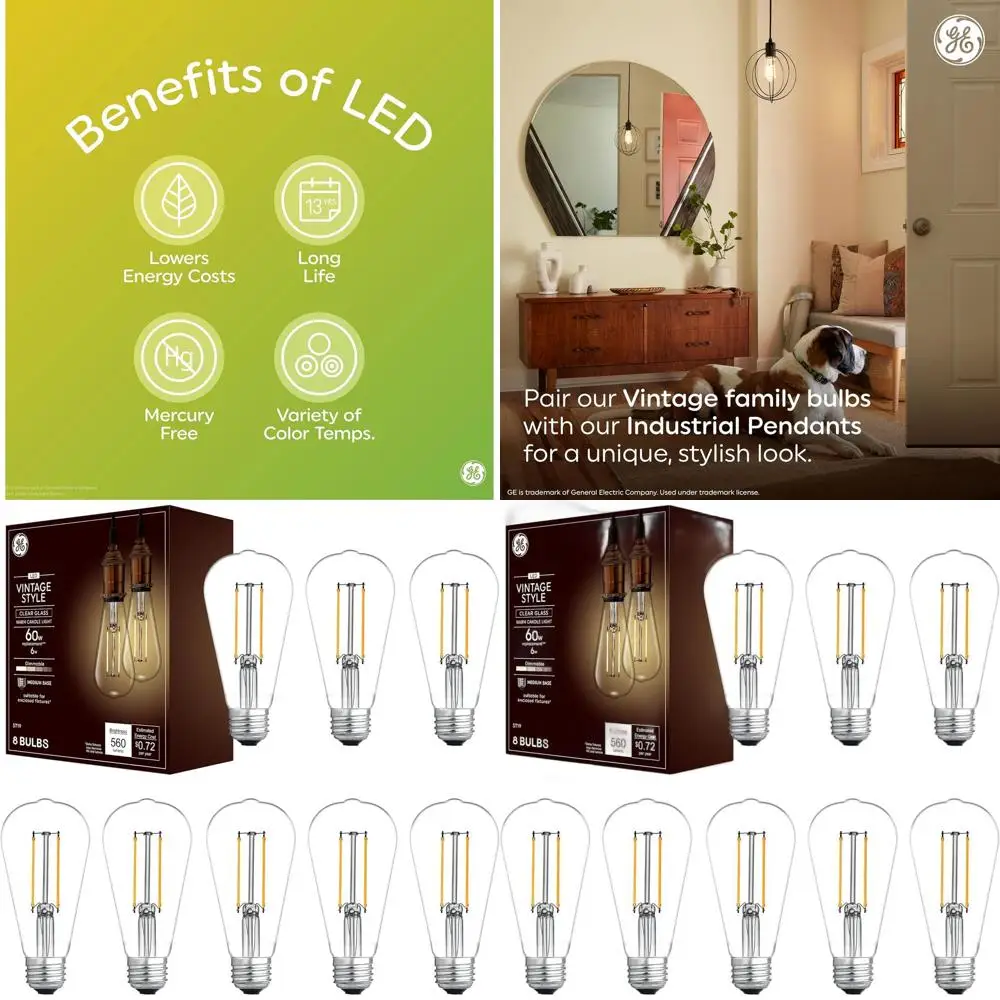 Светодиодные лампы Edison Style Clear Glass Warm Candle, эквивалент 60 Вт, с регулировкой яркости, срок службы 15 000 часов, 8 шт.
Светодиодные лампы Edison Style Clear Glass Warm Candle, эквивалент 60 Вт, с регулировкой яркости, срок службы 15 000 часов, 8 шт.