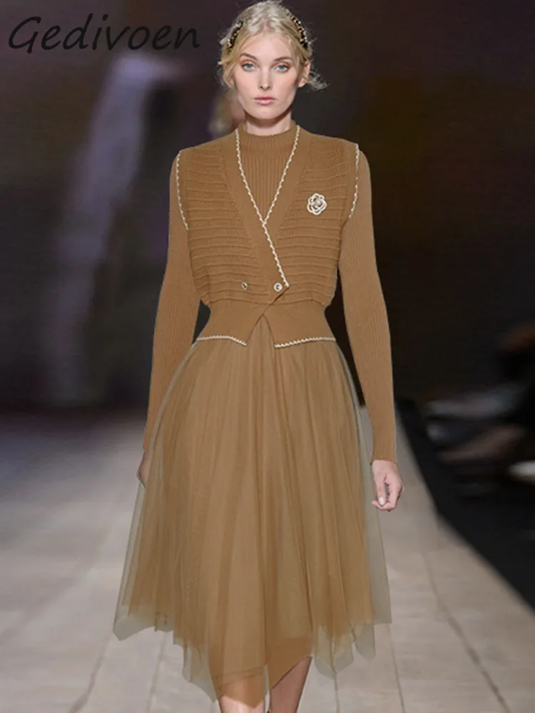 Gedivoen Winter Fashion Runway Brown Vintage Knitting Skirt Set Women O Neck Top+V Neck Brooch Coat+Long Mesh Skirt 3 Pieces Set
Gedivoen Winter Fashion Runway Brown Vintage Knitting Skirt Set Women O Neck Top+V Neck Brooch Coat+Long Mesh Skirt 3 Pieces Set