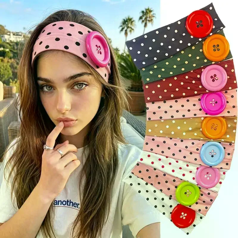 Summer Dopamine Large Button Wave Dot Headband Fashionable Ins Style Elastic Headband Colorful Hair Accessories For Women Girls
Summer Dopamine Large Button Wave Dot Headband Fashionable Ins Style Elastic Headband Colorful Hair Accessories For Women Girls