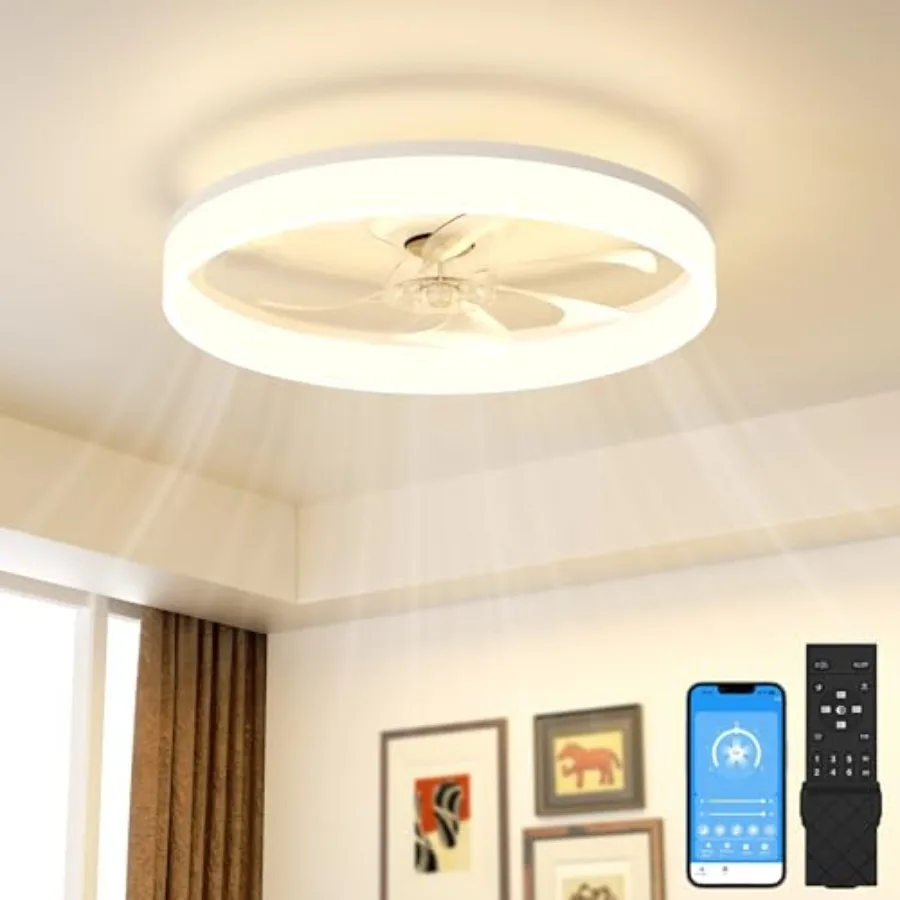 Low Profile Ceiling Fans with Lights and Remote, Ceiling Fan with Light Flush Mount, No Assembly, 3000K-6500K Dimmable, White F
Low Profile Ceiling Fans with Lights and Remote, Ceiling Fan with Light Flush Mount, No Assembly, 3000K-6500K Dimmable, White F