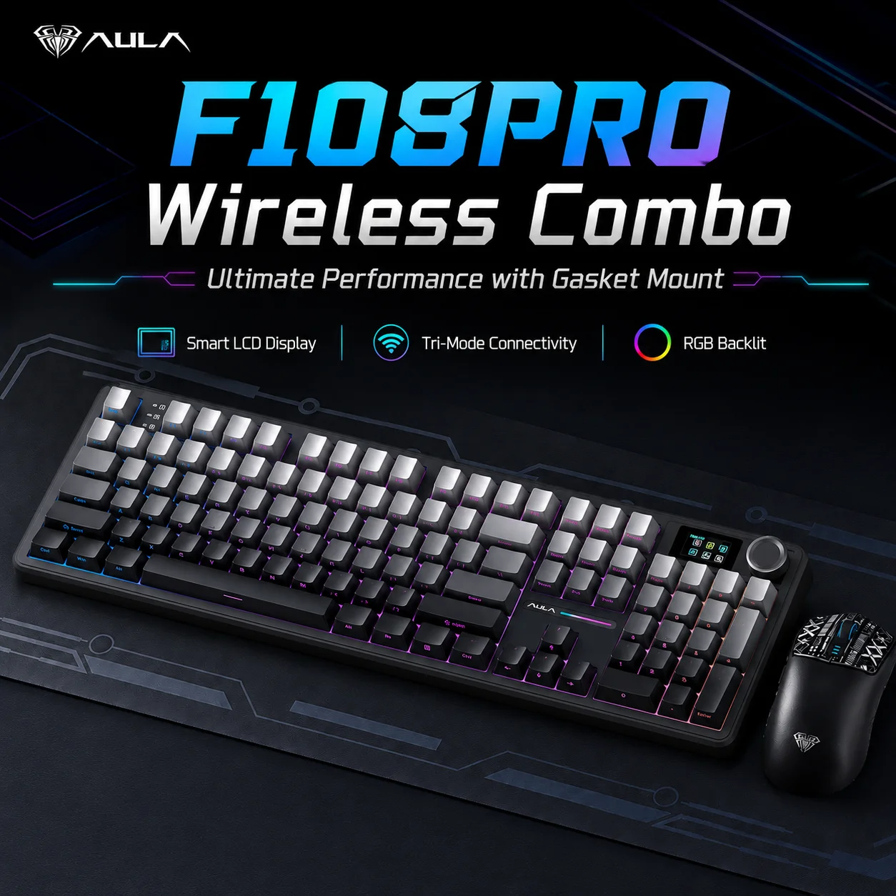 AULA F108 PRO Gaming Mechanical Keyboard Combo Full Size Custom Backlight Hot Swappable Wireless Bluetooth Hifi Switch
AULA F108 PRO Gaming Mechanical Keyboard Combo Full Size Custom Backlight Hot Swappable Wireless Bluetooth Hifi Switch