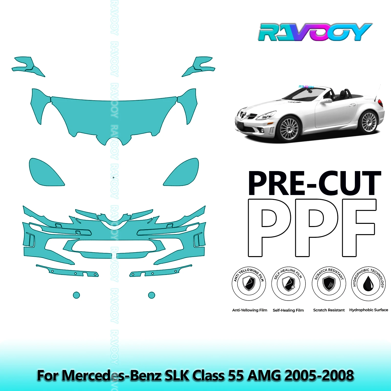 Car Front Kit Clear Bra Precut PPF Paint Protection Film For Mercedes-Benz SLK Class 55 AMG 2005-2008
Car Front Kit Clear Bra Precut PPF Paint Protection Film For Mercedes-Benz SLK Class 55 AMG 2005-2008